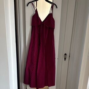 Women's Strappy Midi Dress in Berry/Pink Stripe